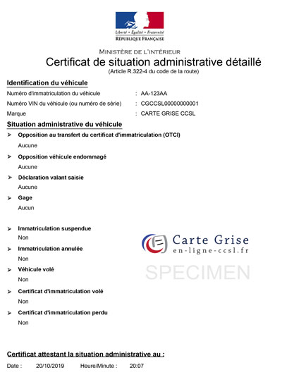 Certificat de non gage