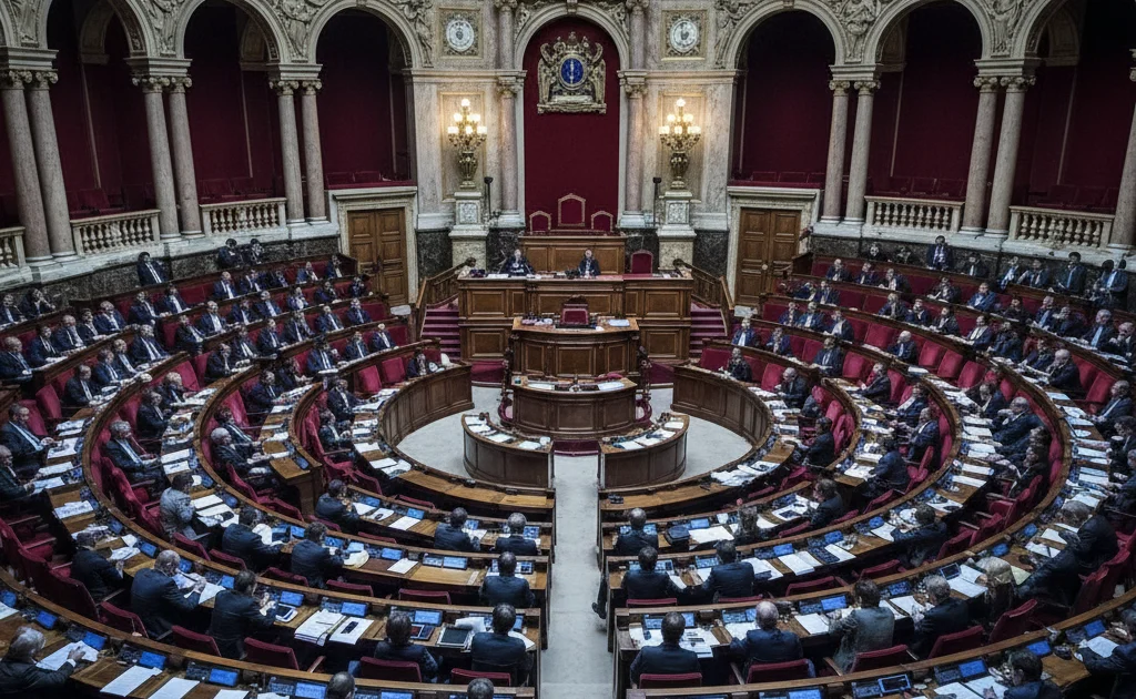 Hémicycle de l'Assemblée nationale lors du vote de suppression des ZFE le 14 avril 2026